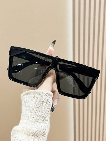 1 Pair Black Oversized One-Piece Lens Fashion Glasses, Fashionable Summer Beach Shades Beach Accessories for Women Glasses Shades