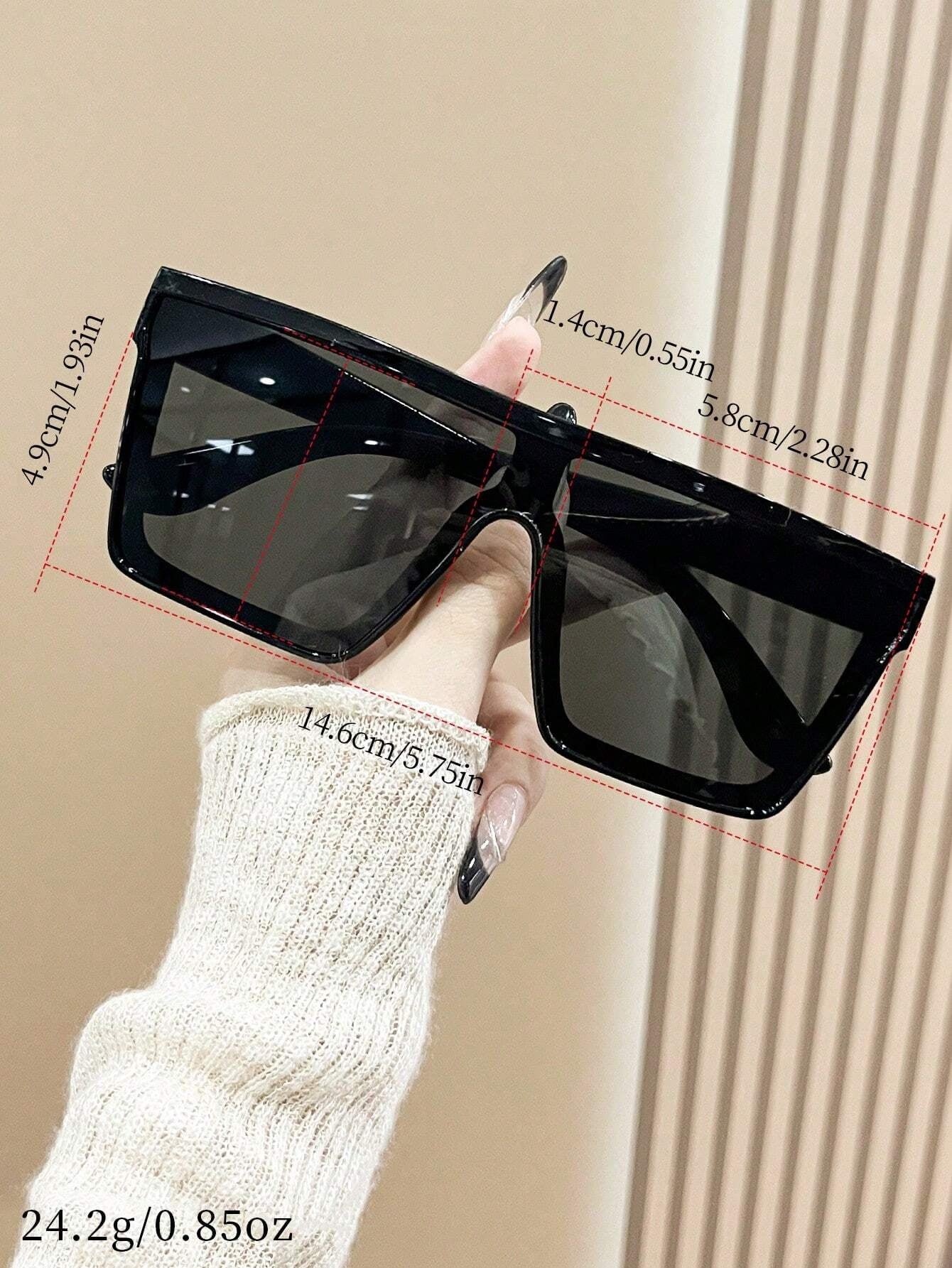 1 Pair Black Oversized One-Piece Lens Fashion Glasses, Fashionable Summer Beach Shades Beach Accessories for Women Glasses Shades