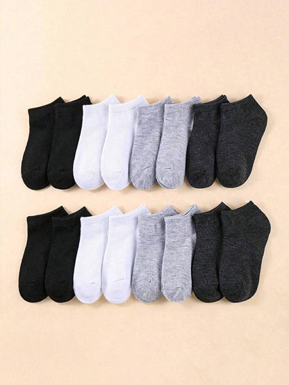 15 Pairs Unisex Thin Breathable Comfy Deodorant Sweat-Absorbing Low Cut Ankle Socks, Casual Plain Color Socks, Children'S Socks & Hosiery for Summer Spring, Summer, Autumn and Winter Socks