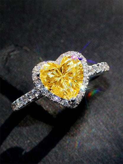 1 PC Romantic Heart Cubic Zirconia Ring for Women for Valentine'S Day Gift Wedding Engagement Anniversary Party Jewelry