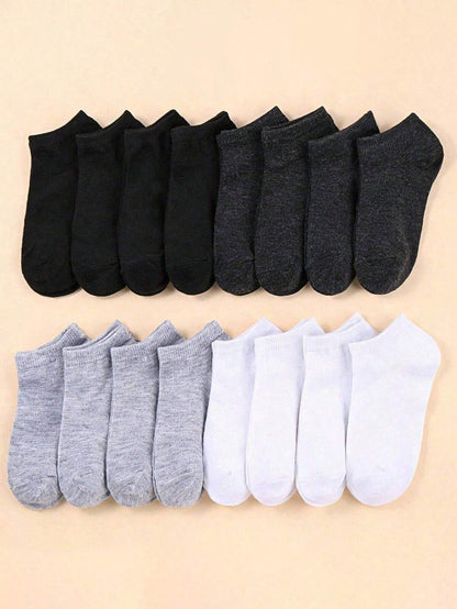 15 Pairs Unisex Thin Breathable Comfy Deodorant Sweat-Absorbing Low Cut Ankle Socks, Casual Plain Color Socks, Children'S Socks & Hosiery for Summer Spring, Summer, Autumn and Winter Socks