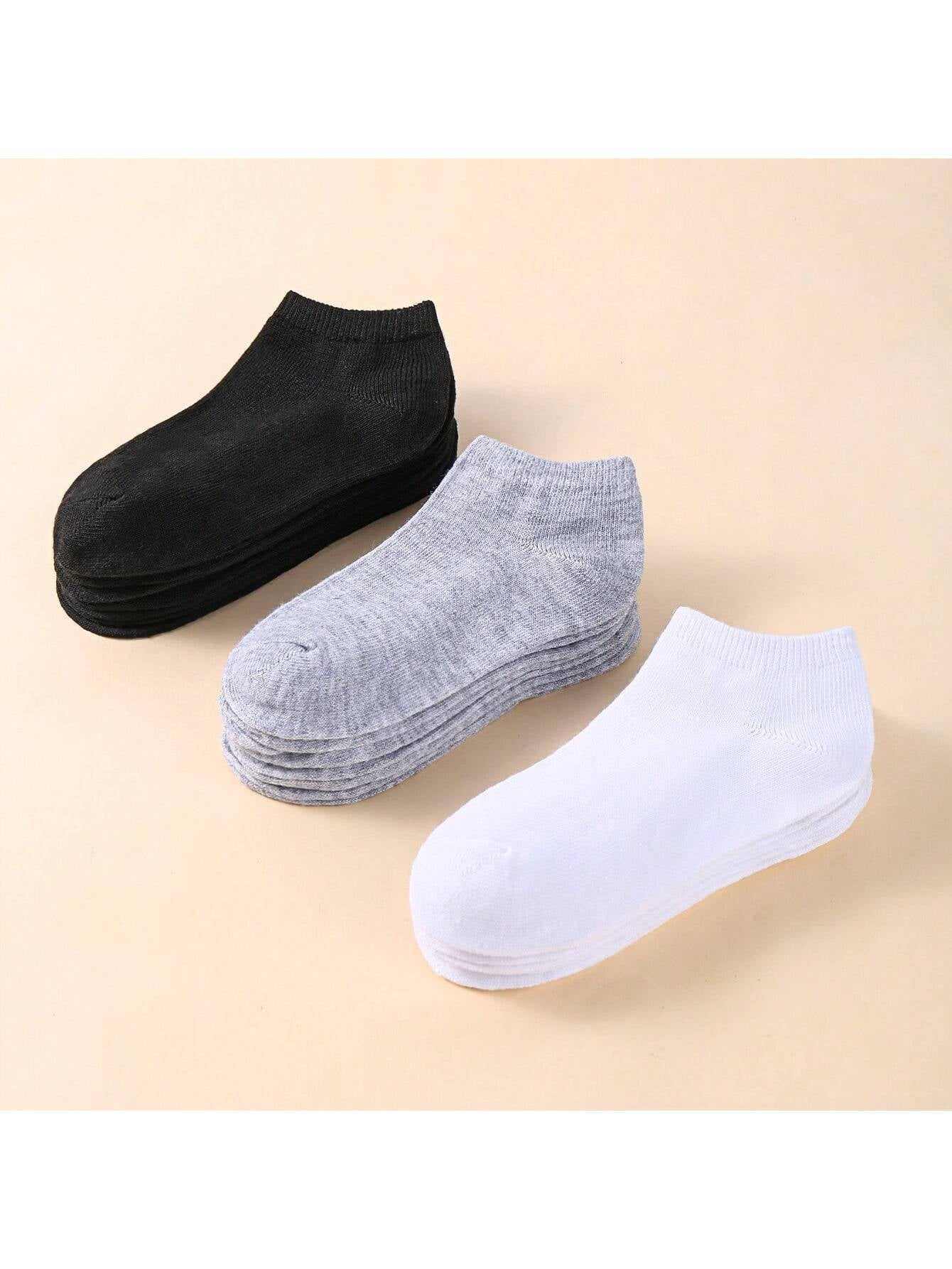 15 Pairs Unisex Thin Breathable Comfy Deodorant Sweat-Absorbing Low Cut Ankle Socks, Casual Plain Color Socks, Children'S Socks & Hosiery for Summer Spring, Summer, Autumn and Winter Socks