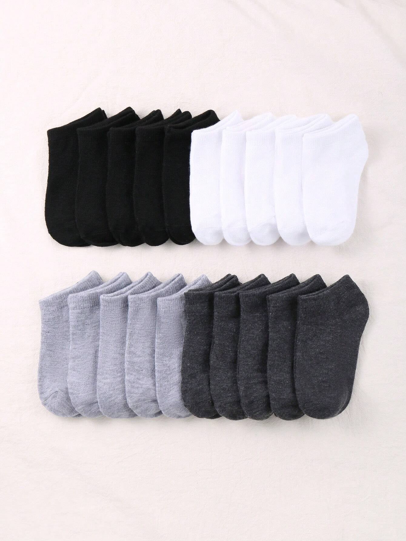 15 Pairs Unisex Thin Breathable Comfy Deodorant Sweat-Absorbing Low Cut Ankle Socks, Casual Plain Color Socks, Children'S Socks & Hosiery for Summer Spring, Summer, Autumn and Winter Socks