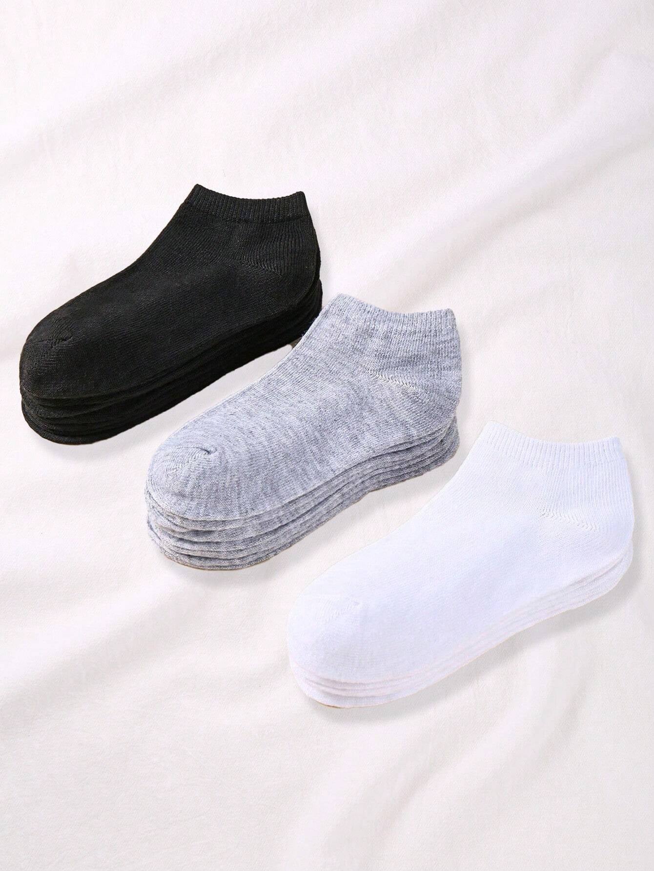 15 Pairs Unisex Thin Breathable Comfy Deodorant Sweat-Absorbing Low Cut Ankle Socks, Casual Plain Color Socks, Children'S Socks & Hosiery for Summer Spring, Summer, Autumn and Winter Socks