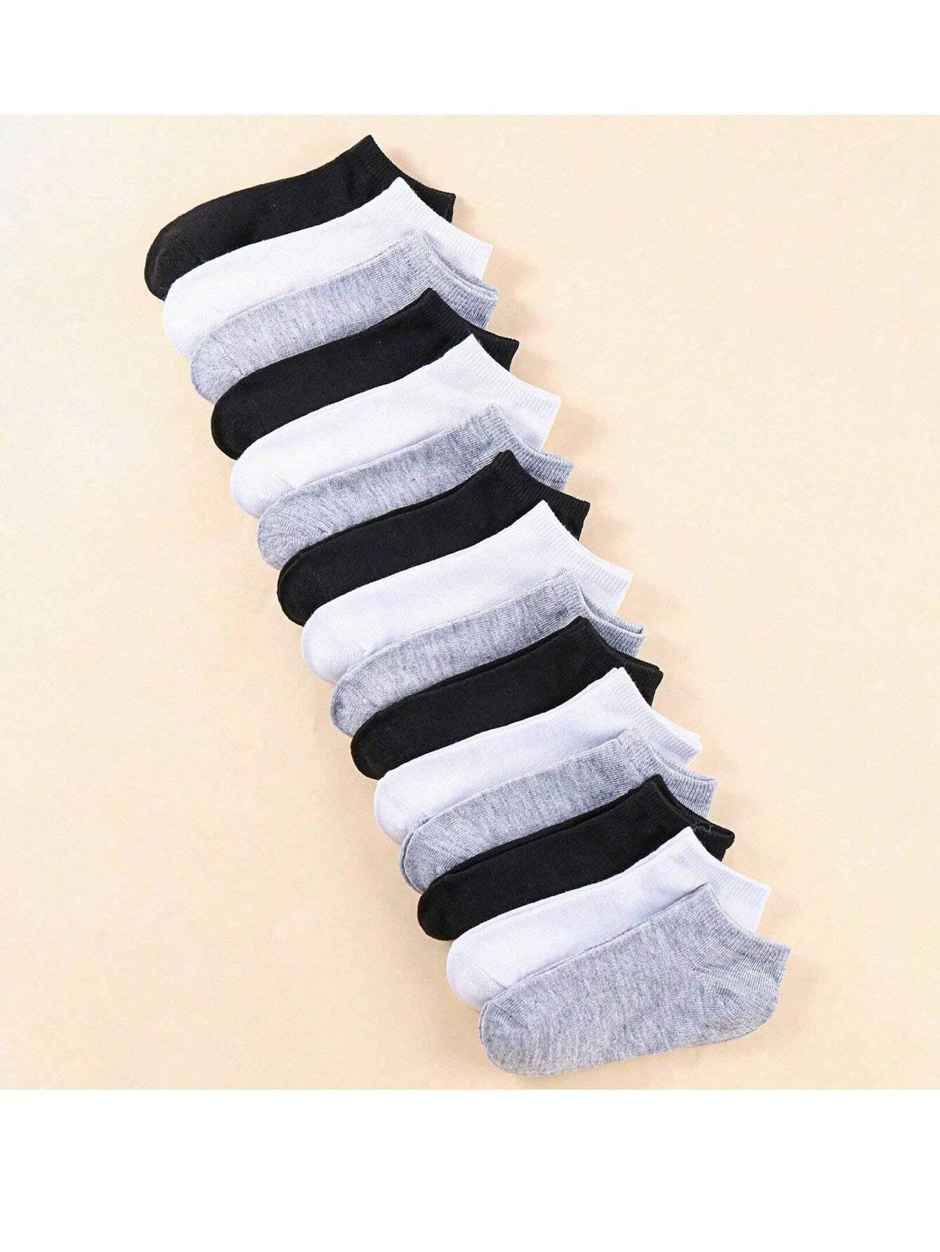 15 Pairs Unisex Thin Breathable Comfy Deodorant Sweat-Absorbing Low Cut Ankle Socks, Casual Plain Color Socks, Children'S Socks & Hosiery for Summer Spring, Summer, Autumn and Winter Socks