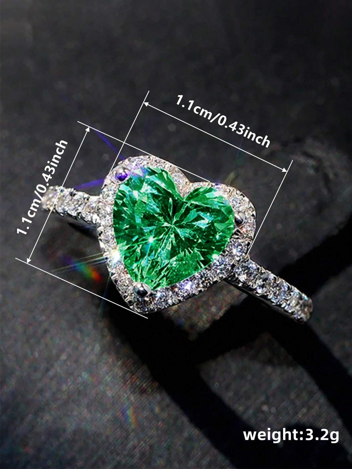 1 PC Romantic Heart Cubic Zirconia Ring for Women for Valentine'S Day Gift Wedding Engagement Anniversary Party Jewelry