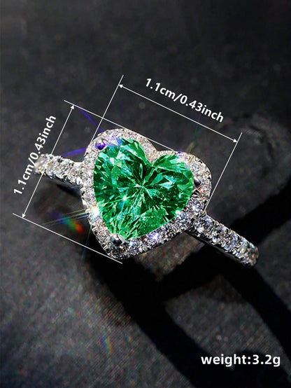 1 PC Romantic Heart Cubic Zirconia Ring for Women for Valentine'S Day Gift Wedding Engagement Anniversary Party Jewelry