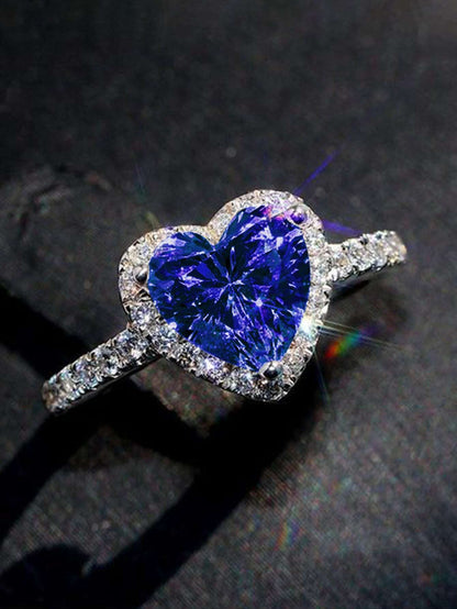 1 PC Romantic Heart Cubic Zirconia Ring for Women for Valentine'S Day Gift Wedding Engagement Anniversary Party Jewelry